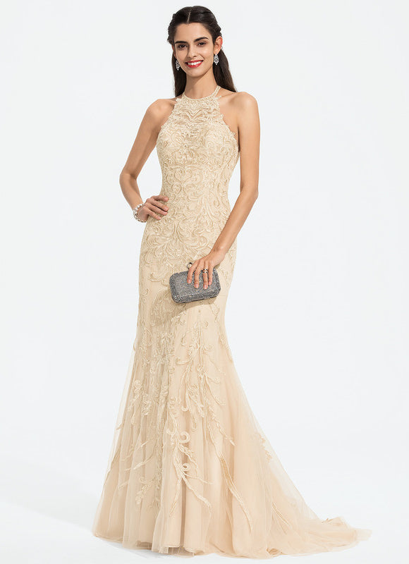 Robe de Soirée Sirène Écrue