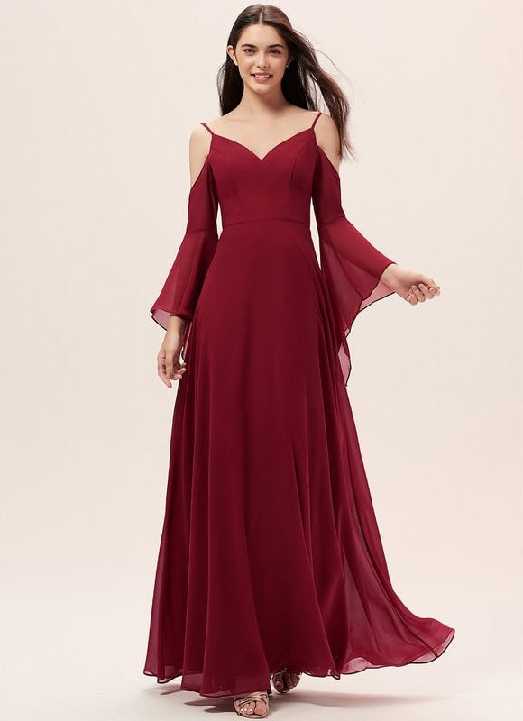 Robe de Soirée Mousseline Beige