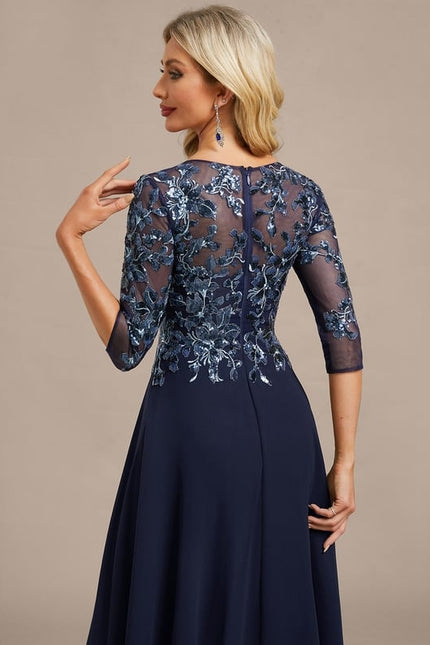 Robe de Soirée Élégance Marine Satinée - gallery 7
