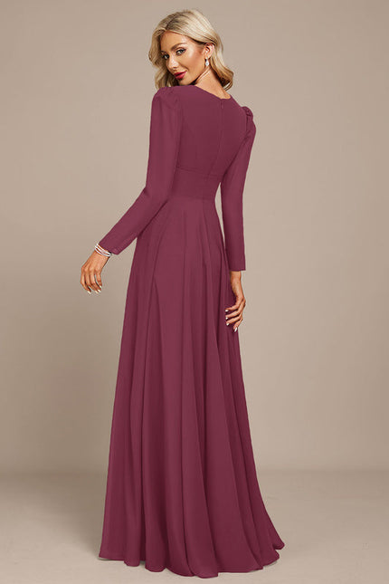 Robe Longue Bleue Mousseline Soirée - gallery 7