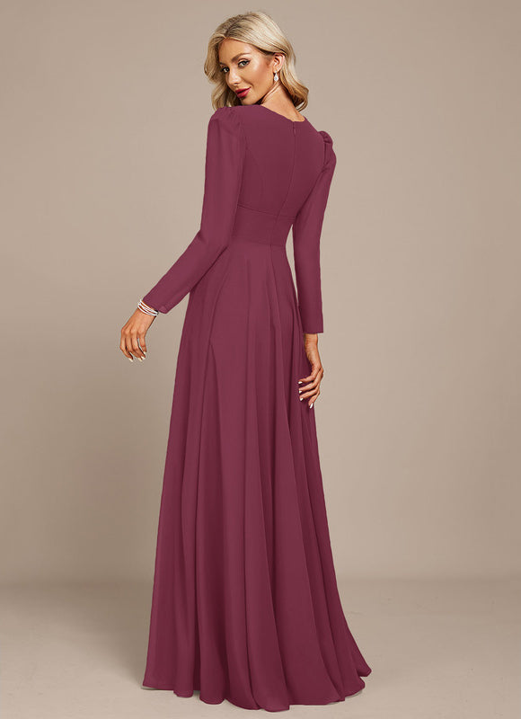Robe Longue Bleue Mousseline Soirée - gallery 7