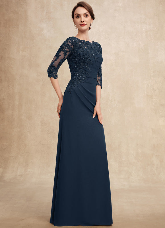 Robe de Soirée Longue Bleu Marine Dentelle Paillettes - gallery 4
