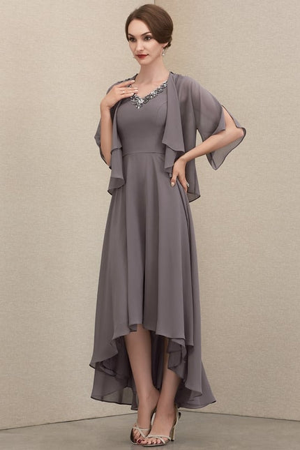 Robe de Soirée Gris Nuageux Chic - gallery 2