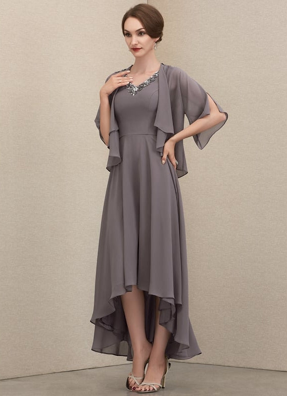 Robe de Soirée Gris Nuageux Chic - gallery 2