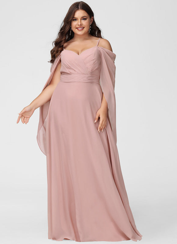 Robe de Soirée Mousseline Beige - gallery 7