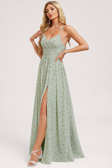 Robe de Soirée Mousseline Beige - gallery 1