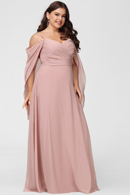 Robe de Soirée Mousseline Beige - gallery 9