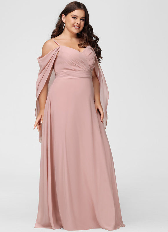 Robe de Soirée Mousseline Beige - gallery 9