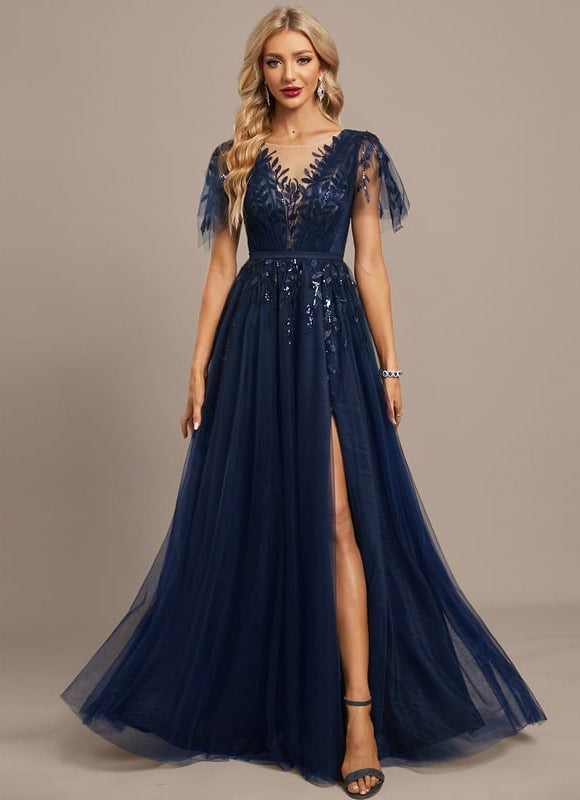 Robe de Soirée Bordeaux Enchantée