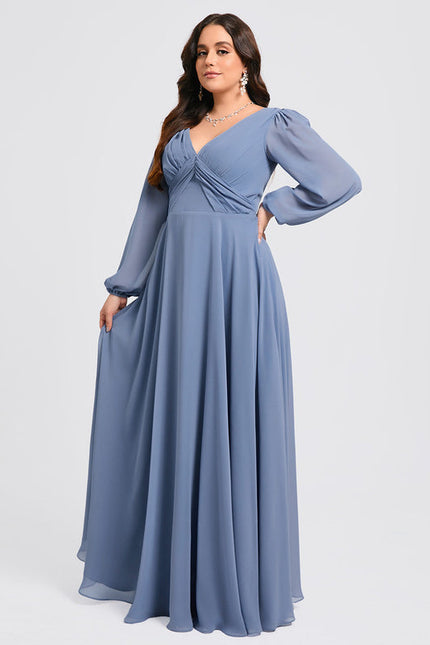 Robe de Soirée Mousseline Beige - gallery 6