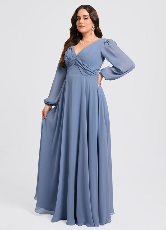 Robe de Soirée Mousseline Beige - gallery 6