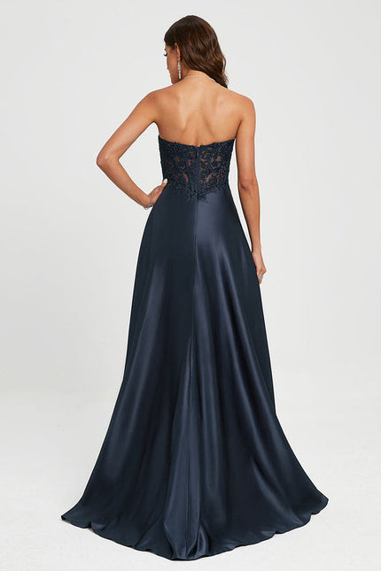 Robe de Soirée Satin Noir Éclat - gallery 3