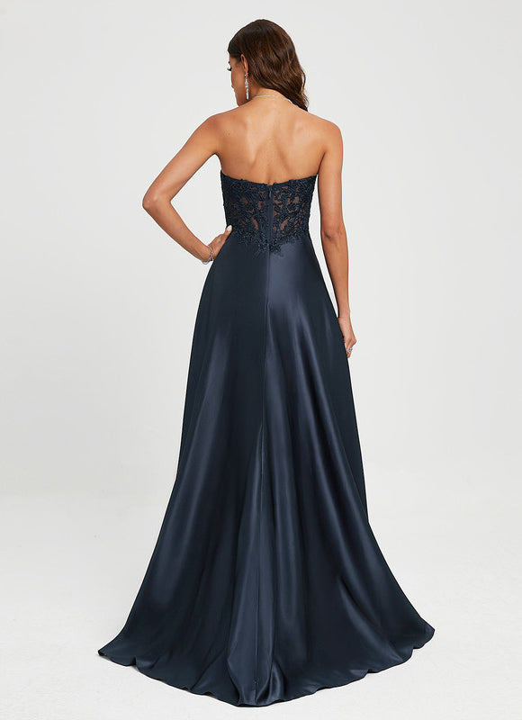 Robe de Soirée Satin Noir Éclat - gallery 3