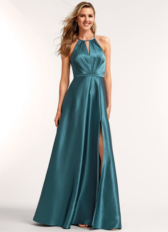 Robe de Soirée Satin Bleu Clair - gallery 3
