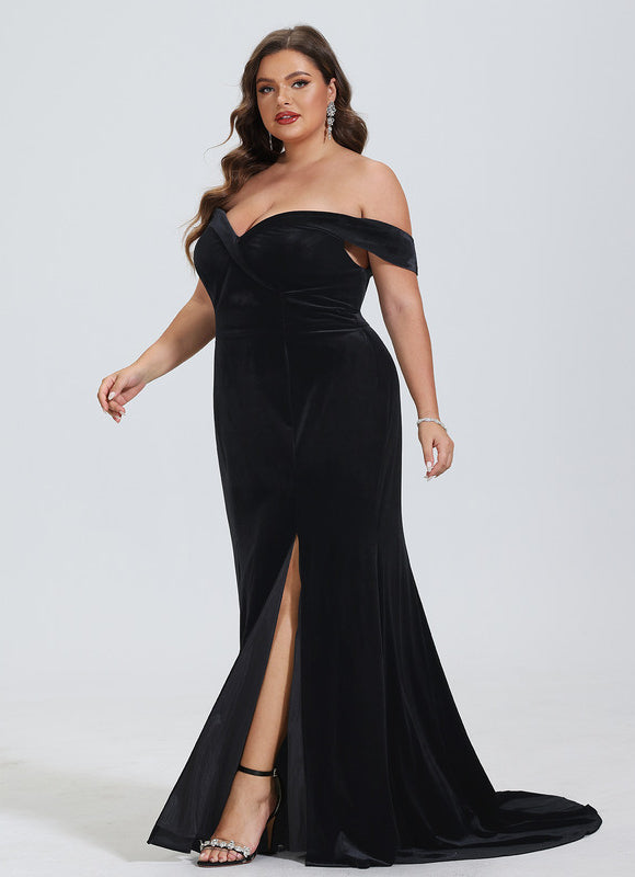 Robe de Soirée Velours Noir Élancé - gallery 6
