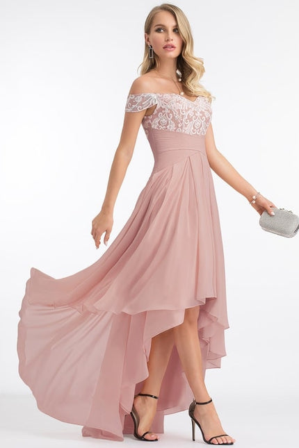 Robe de Soirée Chic Volant Rosé - gallery 7
