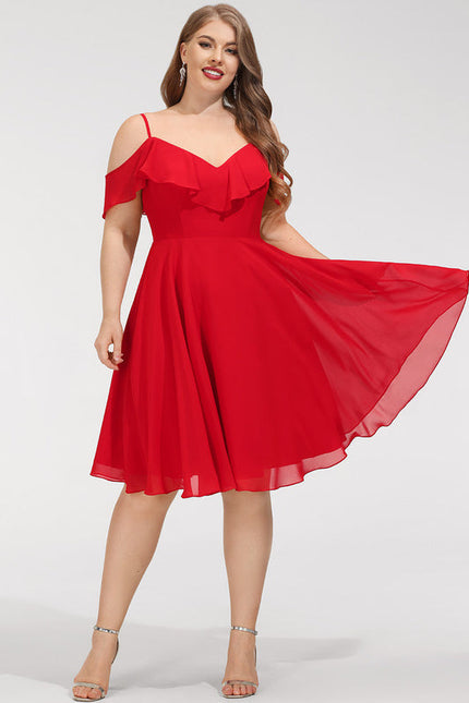 Robe De Soirée Mousseline Rouge - gallery 4