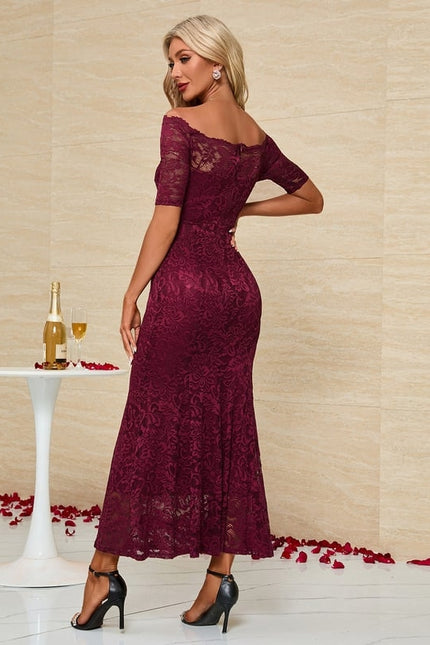 Robe de Soirée Bordeaux Florale - gallery 6