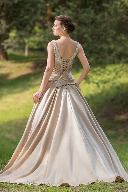 Robe de Soirée Satin Éclat Doré - gallery 4