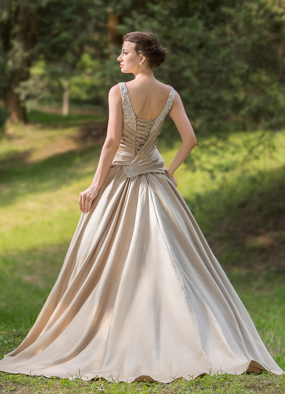 Robe de Soirée Satin Éclat Doré - gallery 4