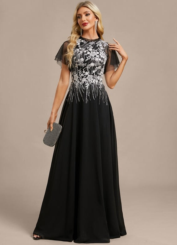Robe de Soirée Noire Brodée - gallery 2