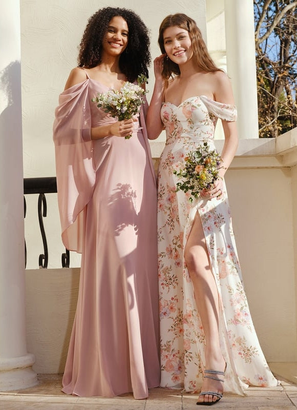 Robe de Soirée Mousseline Beige - gallery 5