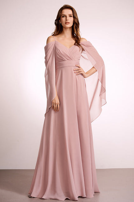 Robe de Soirée Mousseline Beige - gallery 1