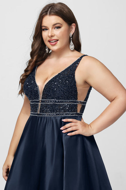 Robe de Soirée Longue Bleue Princesse Perles Paillettes - gallery 8
