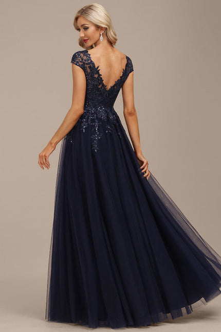 Robe de Soirée Tulle Grise - gallery 3