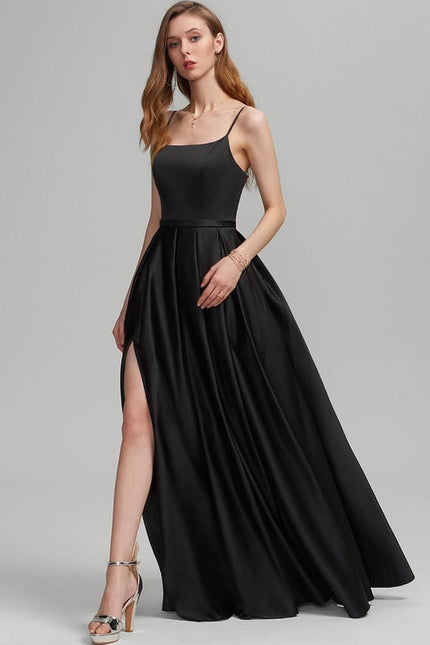 Robe de Soirée Satin Vert Pâle - gallery 1