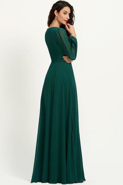 Robe de Soirée Mousseline Beige - gallery 1