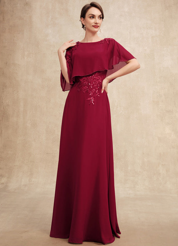 Robe de Soirée Longue Bordeaux En Mousseline Dentelle Perles - gallery 2