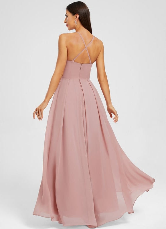 Robe de Soirée Mousseline Rose - gallery 6