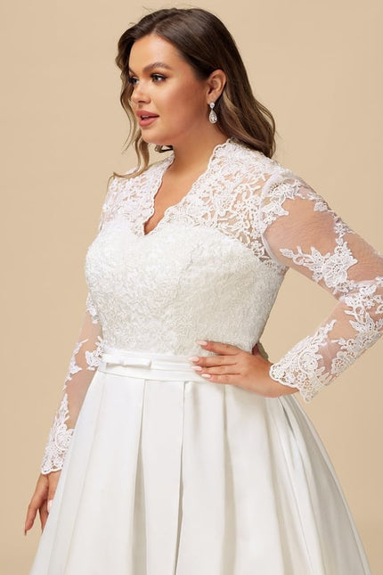 Robe de Soirée Longue Blanche Princesse Dentelle Col V - gallery 8