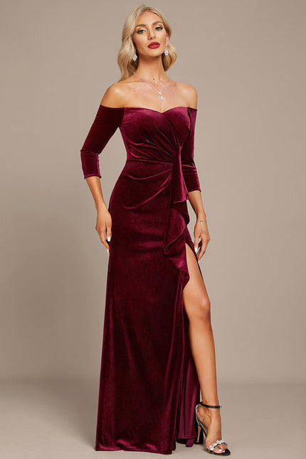 Robe de Soirée Velours Pourpre Élégant - gallery 5