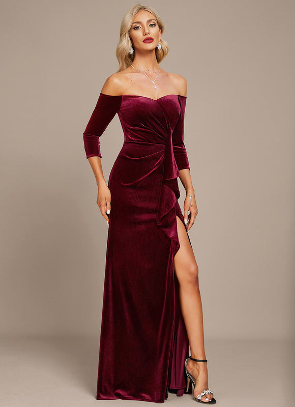 Robe de Soirée Velours Pourpre Élégant - gallery 5
