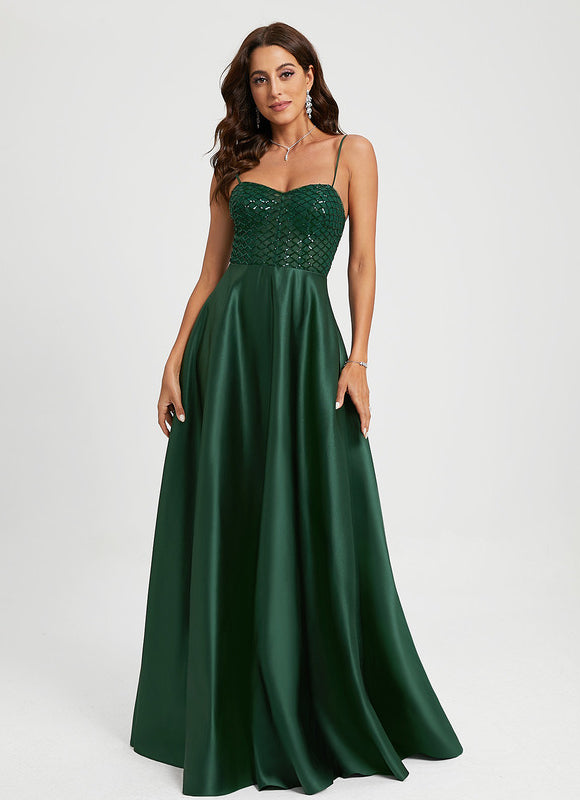 Robe de Soirée Élégance Émeraude Satinée