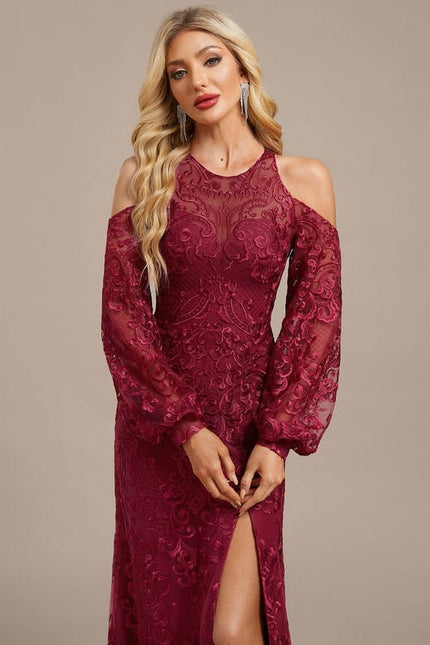Robe de Soirée Évasée Bordeaux - gallery 1
