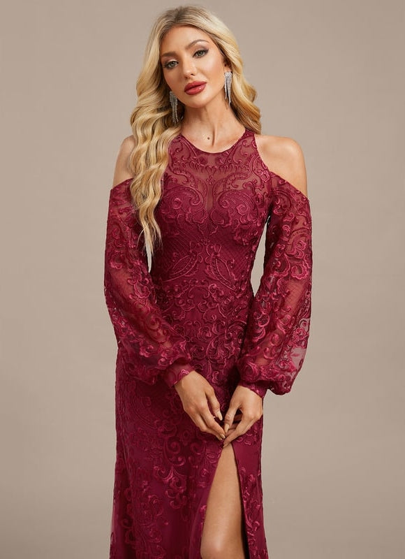 Robe de Soirée Évasée Bordeaux - gallery 1