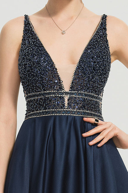 Robe de Soirée Longue Bleue Princesse Perles Paillettes - gallery 2