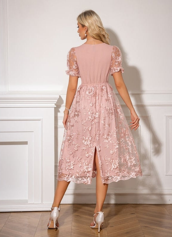 Robe de Soirée Florale Rose - gallery 2