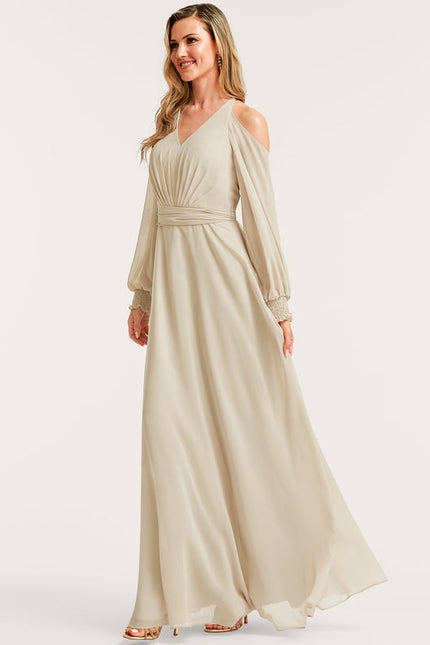 Robe de Soirée Écrue Flottante - gallery 1
