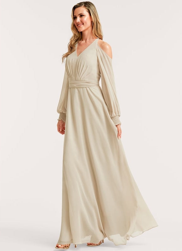 Robe de Soirée Écrue Flottante - gallery 1