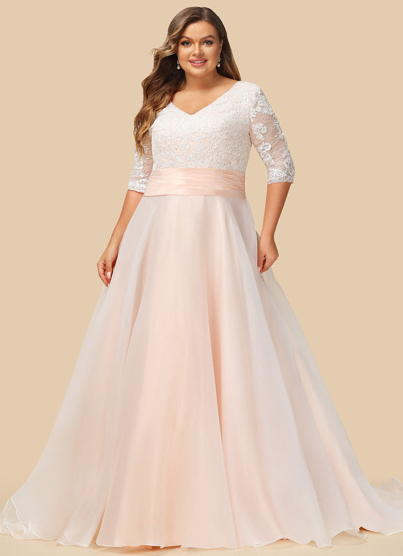 Robe de Soirée Longue Blanche Princesse Dentelle Voile - gallery 8