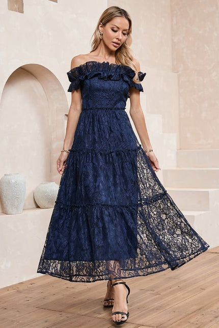 Robe de Soirée Dentelle Marine