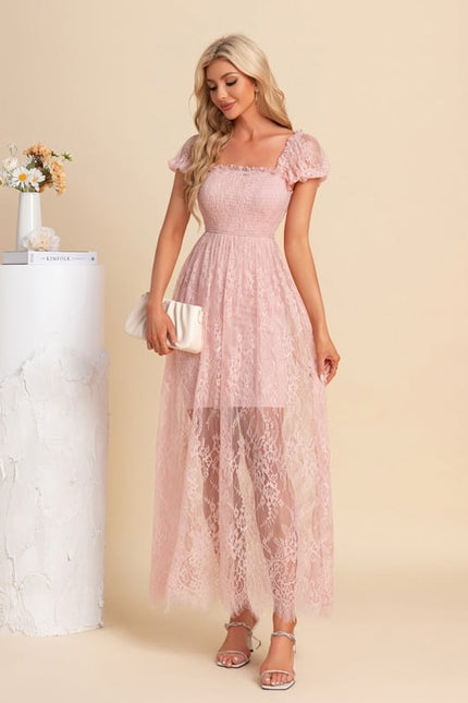 Robe de Soirée Dentelle Rosée - gallery 4