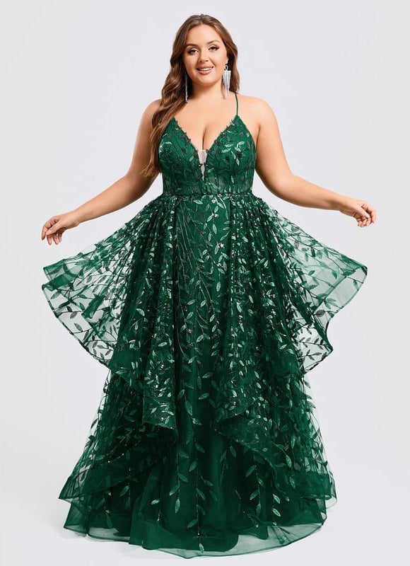 Robe De Soirée Dentelle Verte - gallery 7
