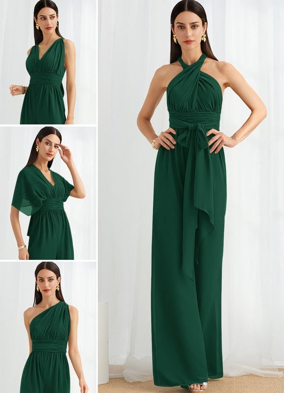 Robe de Soirée Chiffon Émeraude