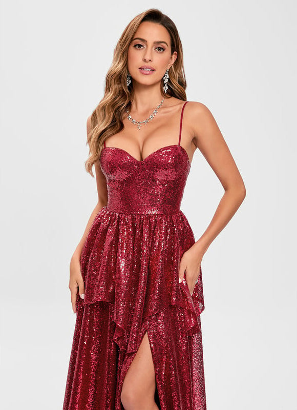 Robe de Soirée Rubis Pailletée - gallery 4