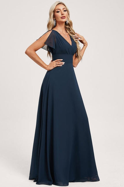 Robe de Soirée Mousseline Beige - gallery 2